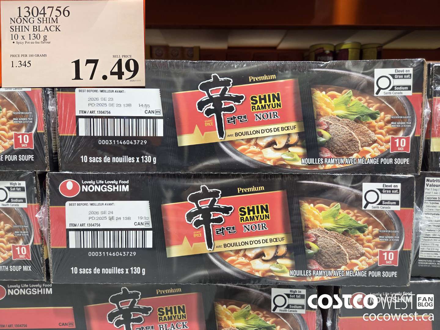 1304756 NONG SHIM SHIN BLACK 10 X 130 G $17.49