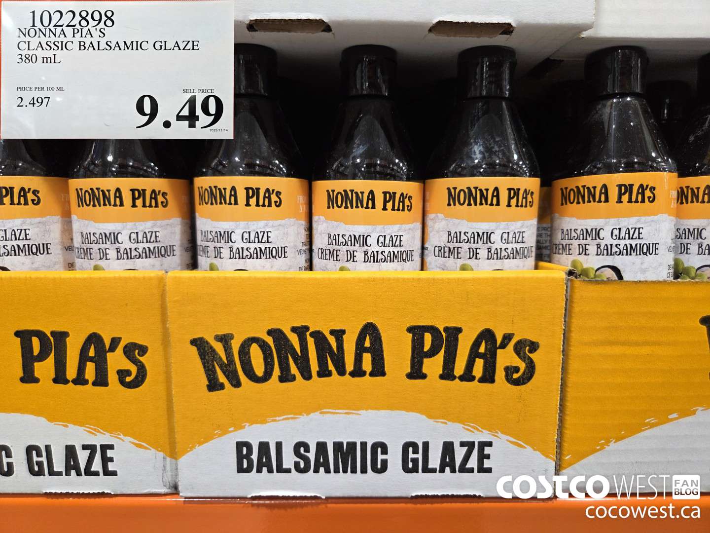 1022898 NONNA PIA'S GOURMET BALSAMIC REDUCTION 380 ML $9.49