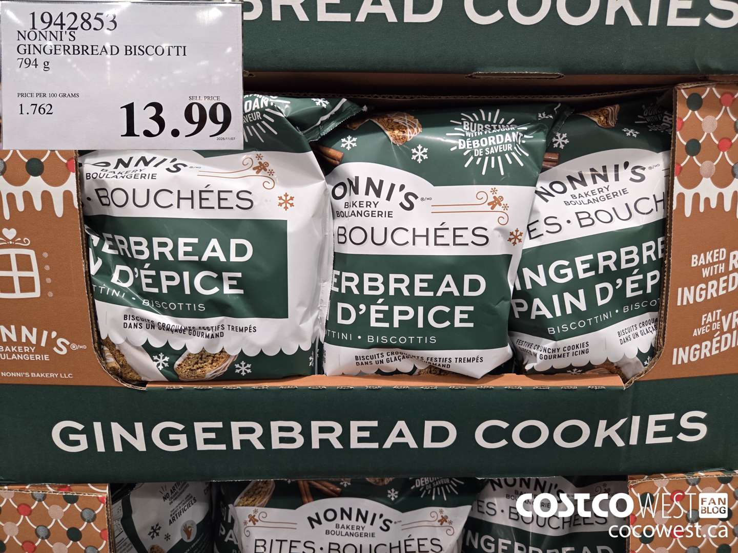 1942853 NONNI'S GINGERBREAD BISCOTTI 794G $13.99