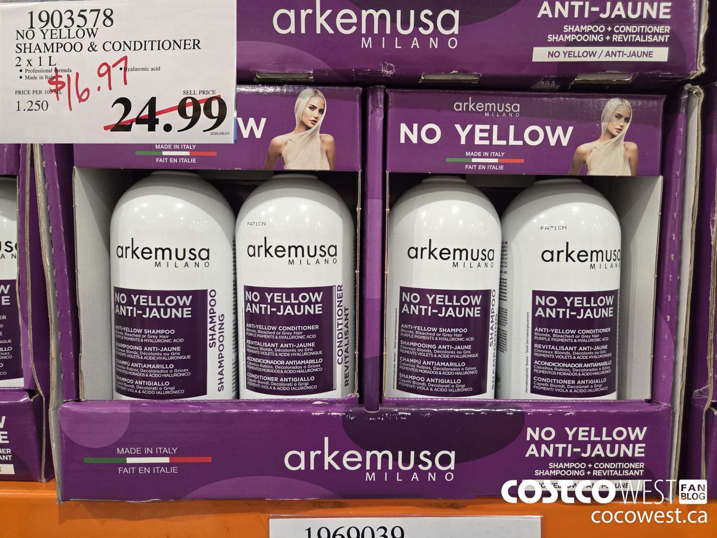 1903578 NO YELLOW SHAMPOO & CONDITIONER 2 X 1L $16.97