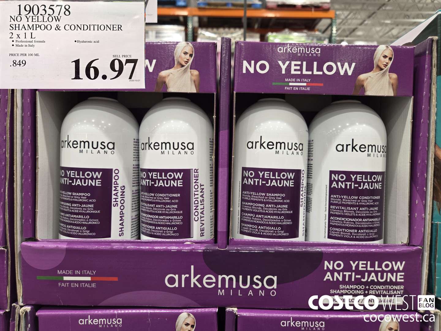 1903578 NO YELLOW SHAMPOO & CONDITIONER 2 X 1 L $16.97