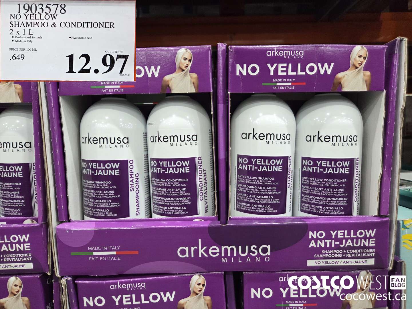 1903578 NO YELLOW SHAMPOO & CONDITIONER 2 X 1 L $12.97