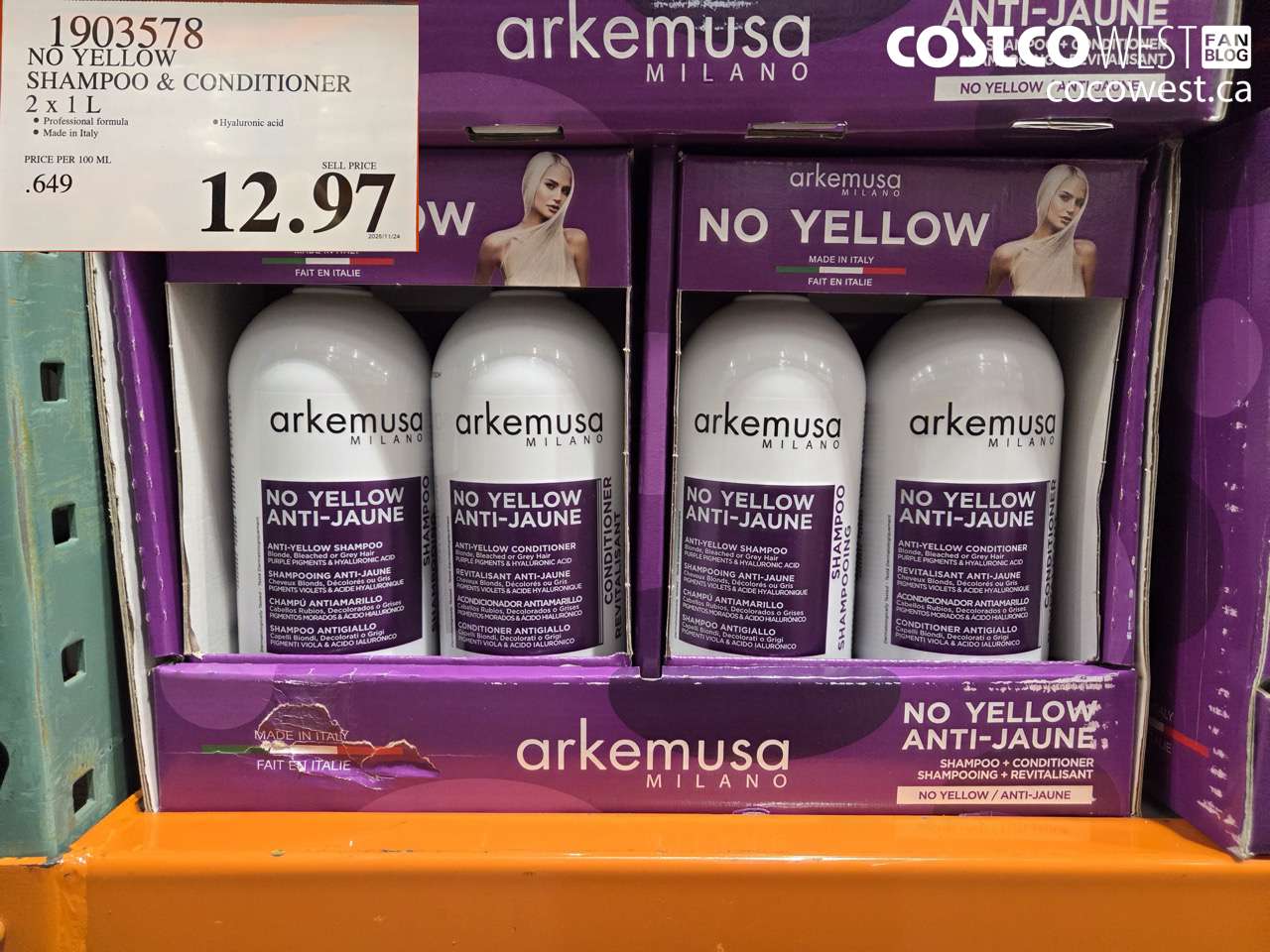 1903578 NO YELLOW SHAMPOO & CONDITIONER 2 X 1 L $12.97