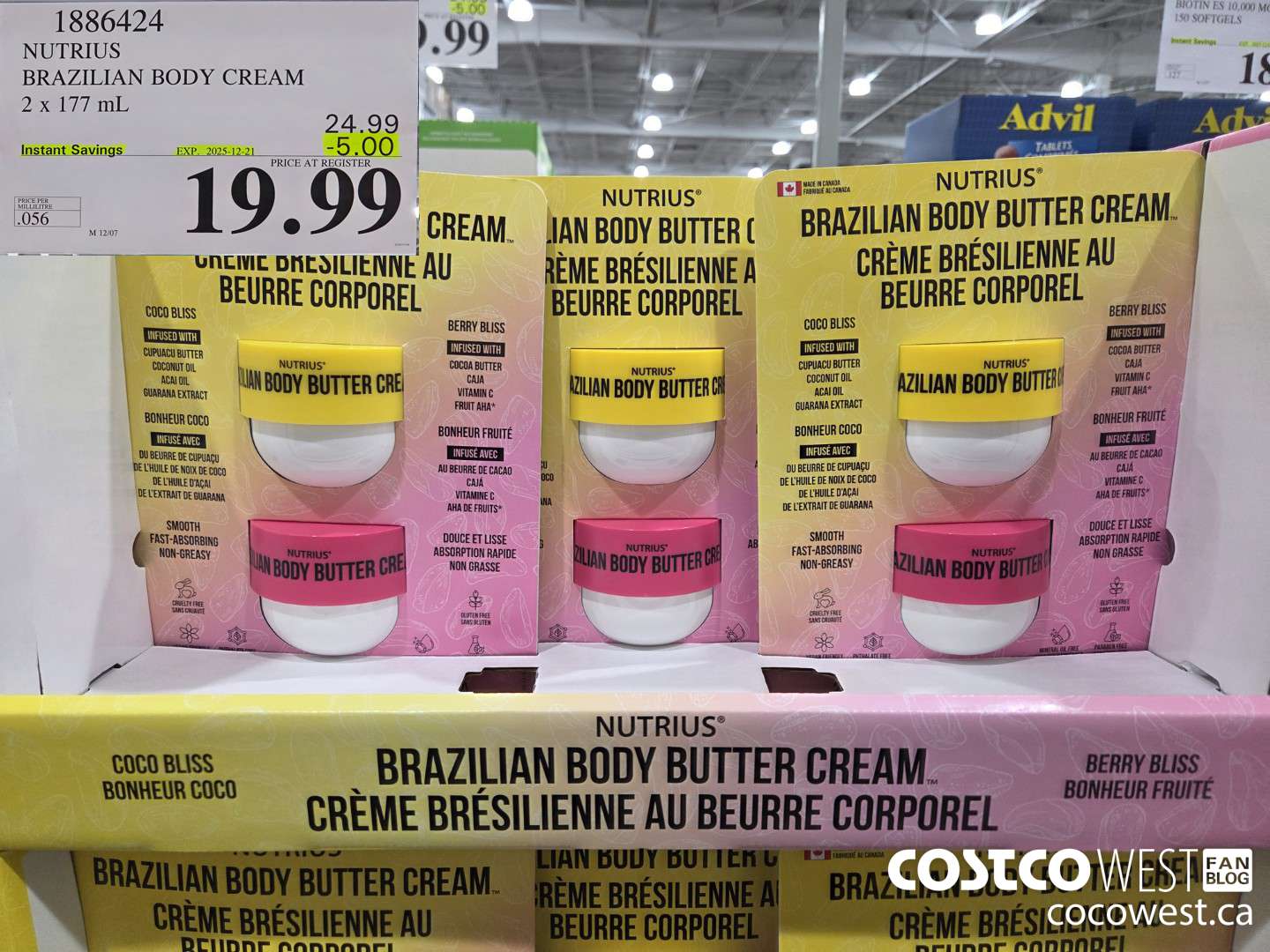 1886424 NUTRIUS BRAZILIAN BODY CREAM 2 X 177ML ($5.00 INSTANT SAVINGS EXPIRES ON 2025-12-21) $19.99