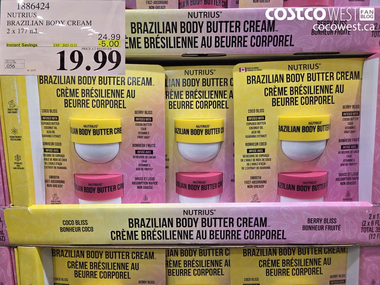 1886424 NUTRIUS BRAZILIAN BODY CREAM 2 X 177ML ($5.00 INSTANT SAVINGS EXPIRES ON 2025-12-21) $19.99