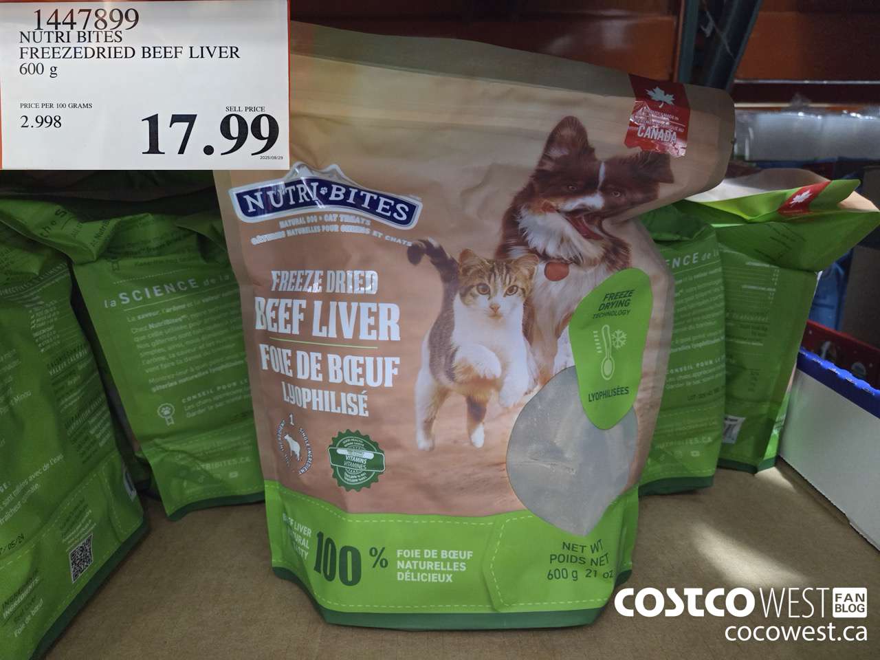 1447899 NUTRI BITES FREEZEDRIED BEEF LIVER 600g $17.99