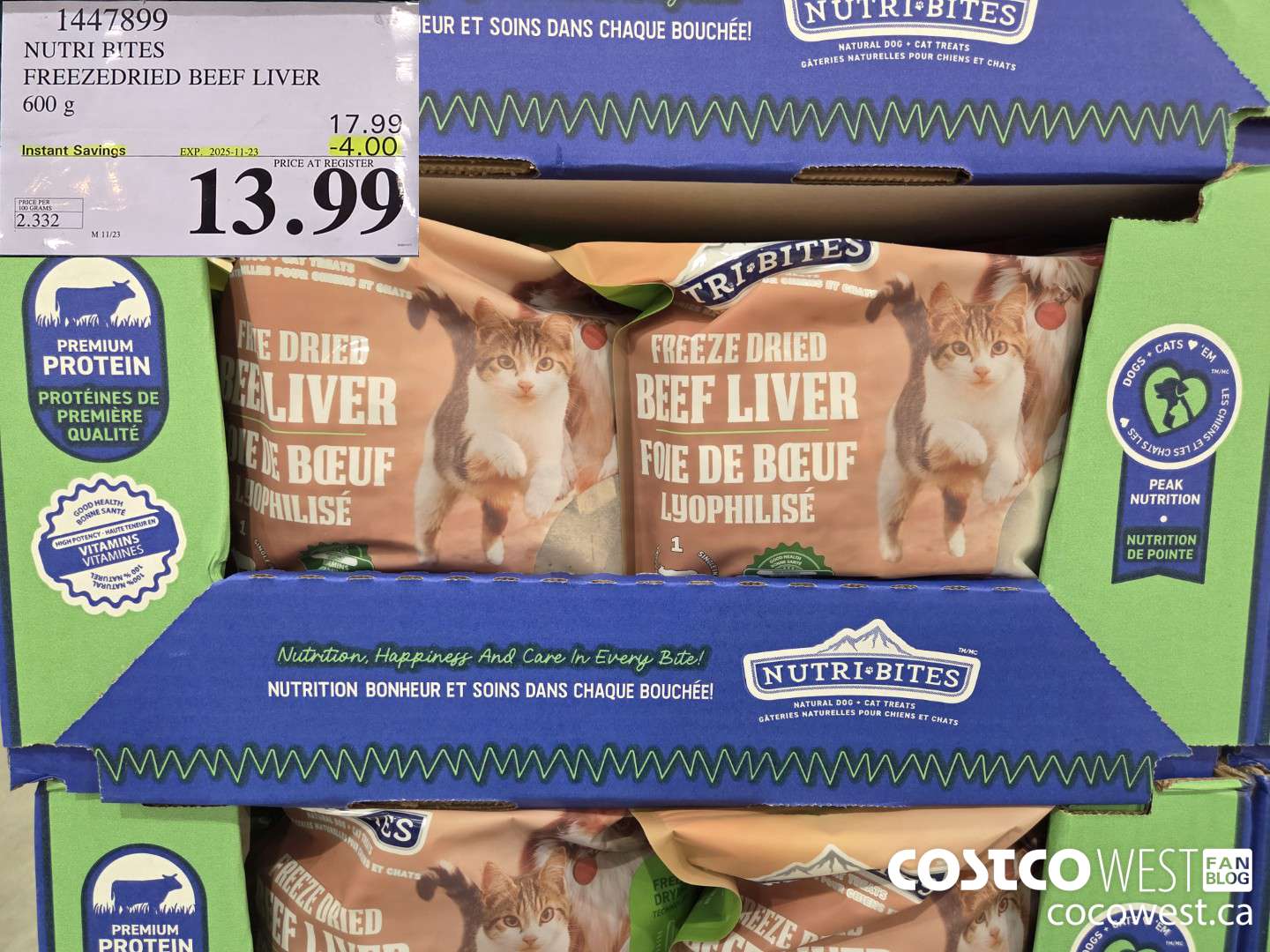 1447899 NUTRI BITES FREEZEDRIED BEEF LIVER 600g ($4.00 INSTANT SAVINGS EXPIRES ON 2025-11-23) $13.99