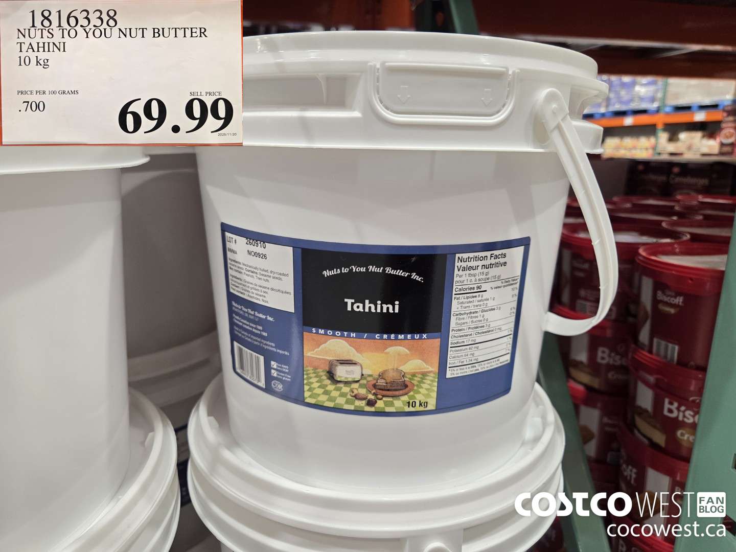 1816338 NUTS TO YOU NUT BUTTER TAHINI 10 kg $69.99