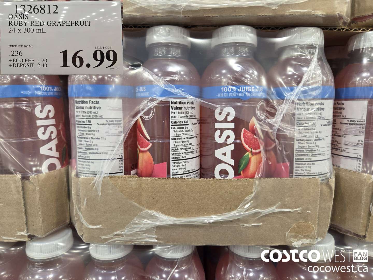 1326812 OASIS RUBY RED GRAPEFRUIT 24 x 300 mL $16.99