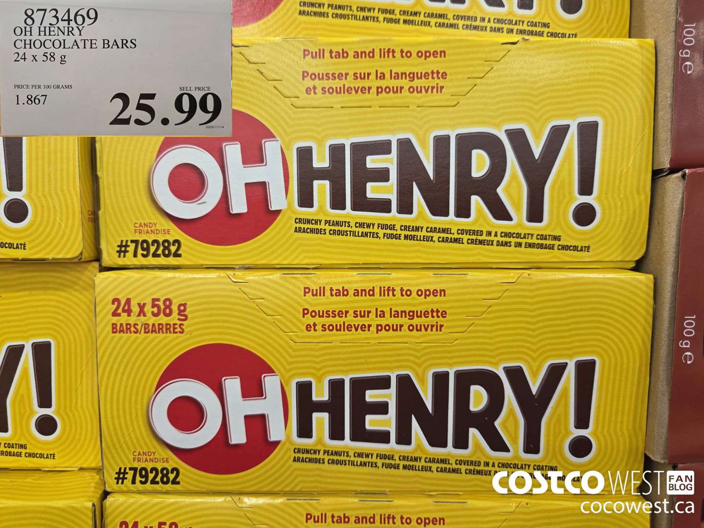 873469 OH HENRY CHOCOLATE BARS 24 x 58 g $25.99