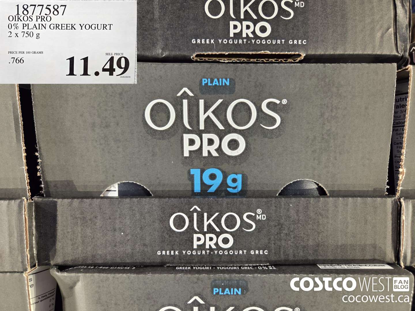1877587 OIKOS PRO 0% PLAIN GREEK YOGURT 2 X 750G $11.49