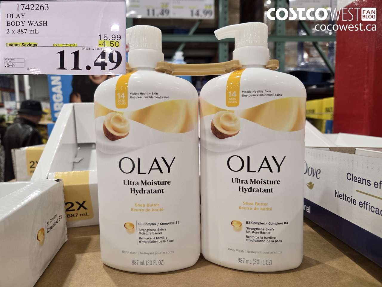 1742263 OLAY BODY WASH 2 X 887 ML ($4.50 INSTANT SAVINGS EXPIRES ON 2025-12-21) $11.49