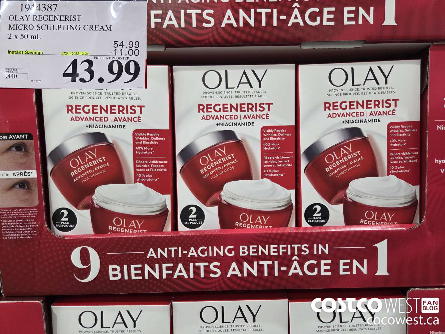 1944387 OLAY REGENERIST MICRO-SCULPTING CREAM 2 x 50 mL ($11.00 INSTANT SAVINGS EXPIRES ON 2025-12-21) $43.99