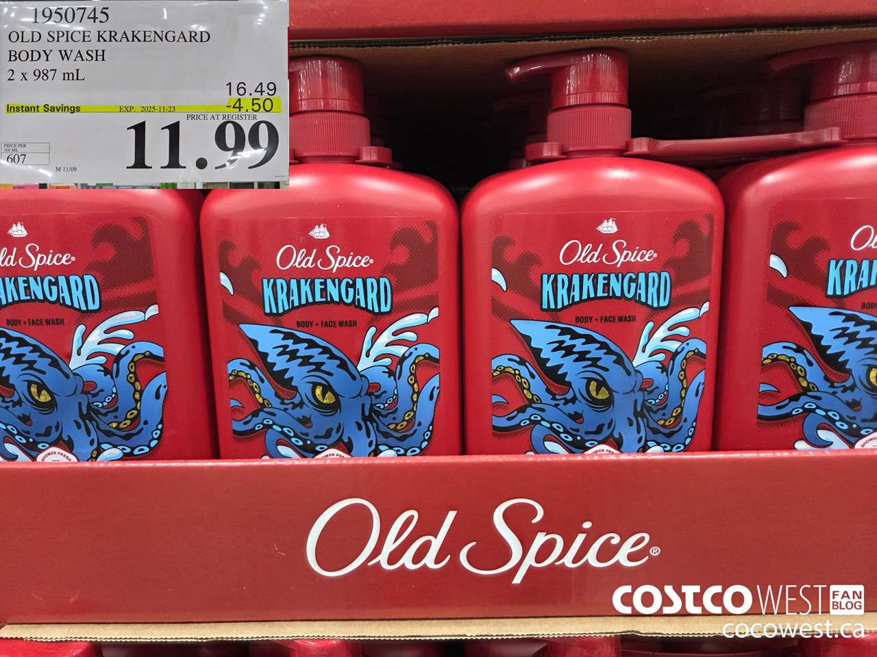 1950745 OLD SPICE KRAKENGARD BODY WASH 2 X 987ML ($4.50 INSTANT SAVINGS EXPIRES ON 2025-11-23) $11.99