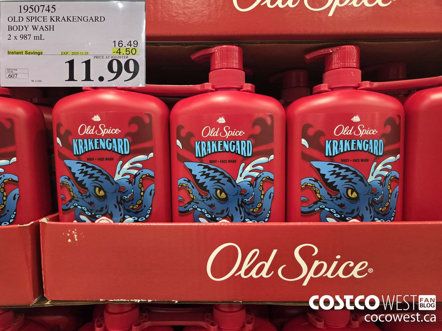 1950745 OLD SPICE KRAKENGARD BODY WASH 2 X 987ML ($4.50 INSTANT SAVINGS EXPIRES ON 2025-11-23) $11.99