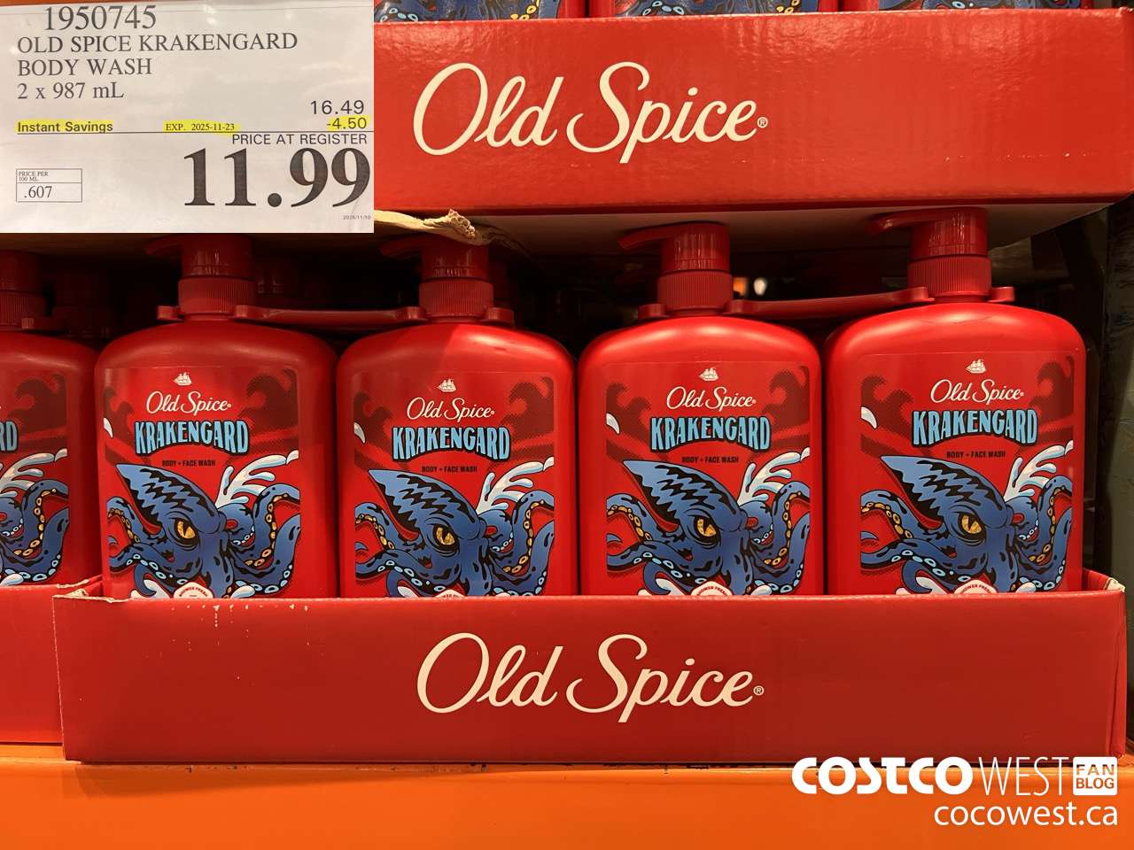 1950745 OLD SPICE KRAKENGARD BODY WASH 2 X 987ML ($4.50 INSTANT SAVINGS EXPIRES ON 2025-11-23) $11.99