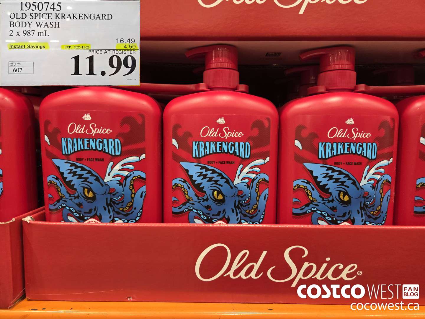 1950745 OLD SPICE KRAKENGARD BODY WASH 2 X 987ML ($4.50 INSTANT SAVINGS EXPIRES ON 2025-11-23) $11.99