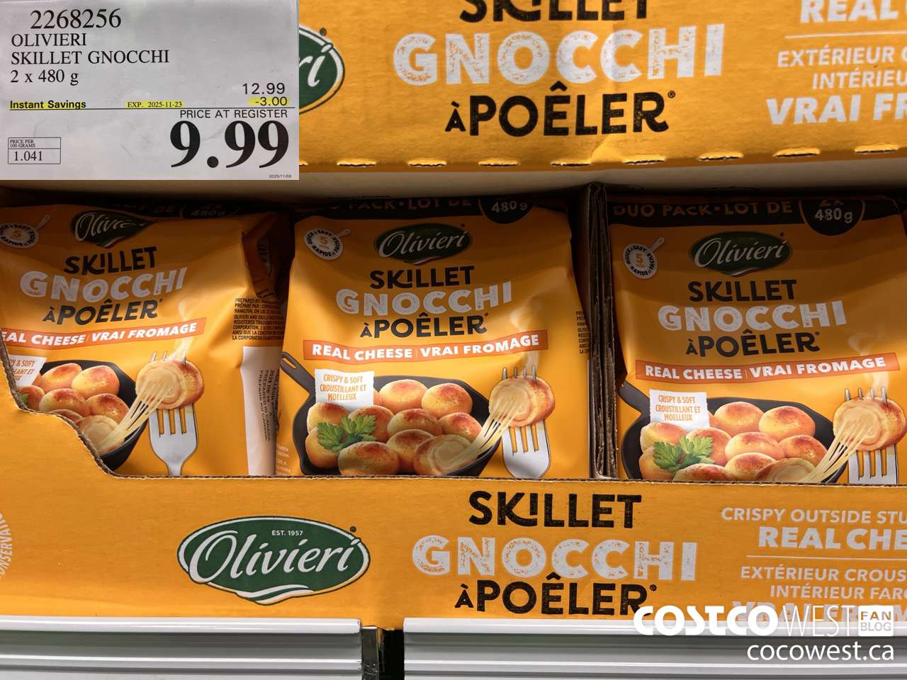 2268256 OLIVIERI SKILLET GNOCCHI 2 X 480G ($3.00 INSTANT SAVINGS EXPIRES ON 2025-11-23) $9.99