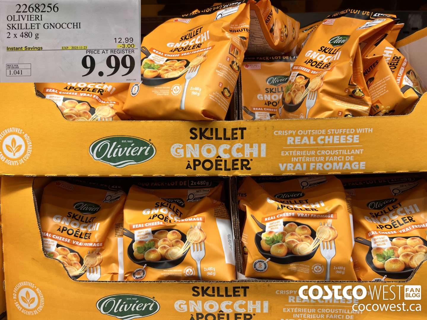 2268256 OLIVIERI SKILLET GNOCCHI 2 X 480G ($3.00 INSTANT SAVINGS EXPIRES ON 2025-11-23) $9.99