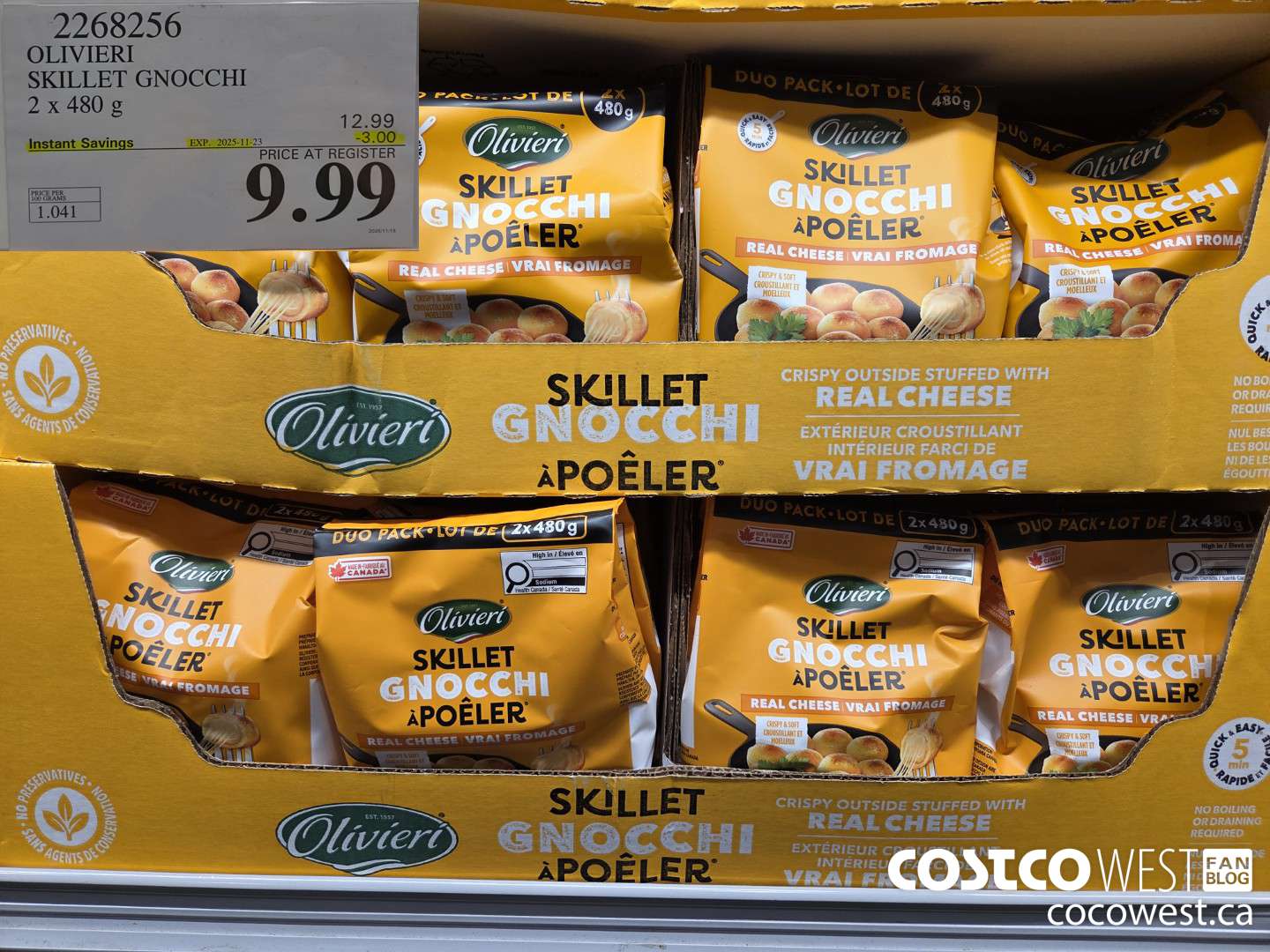 2268256 OLIVIERI SKILLET GNOCCHI 2 X 480G ($3.00 INSTANT SAVINGS EXPIRES ON 2025-11-23) $9.99