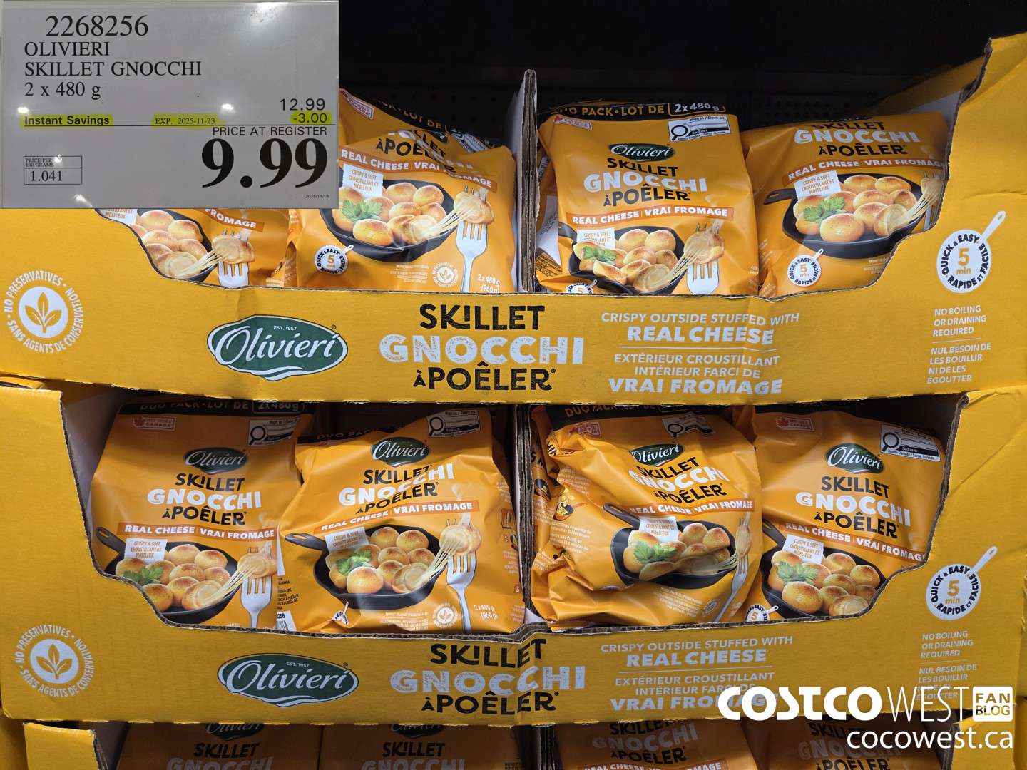 2268256 OLIVIERI SKILLET GNOCCHI 2 X 480G ($3.00 INSTANT SAVINGS EXPIRES ON 2025-11-23) $9.99