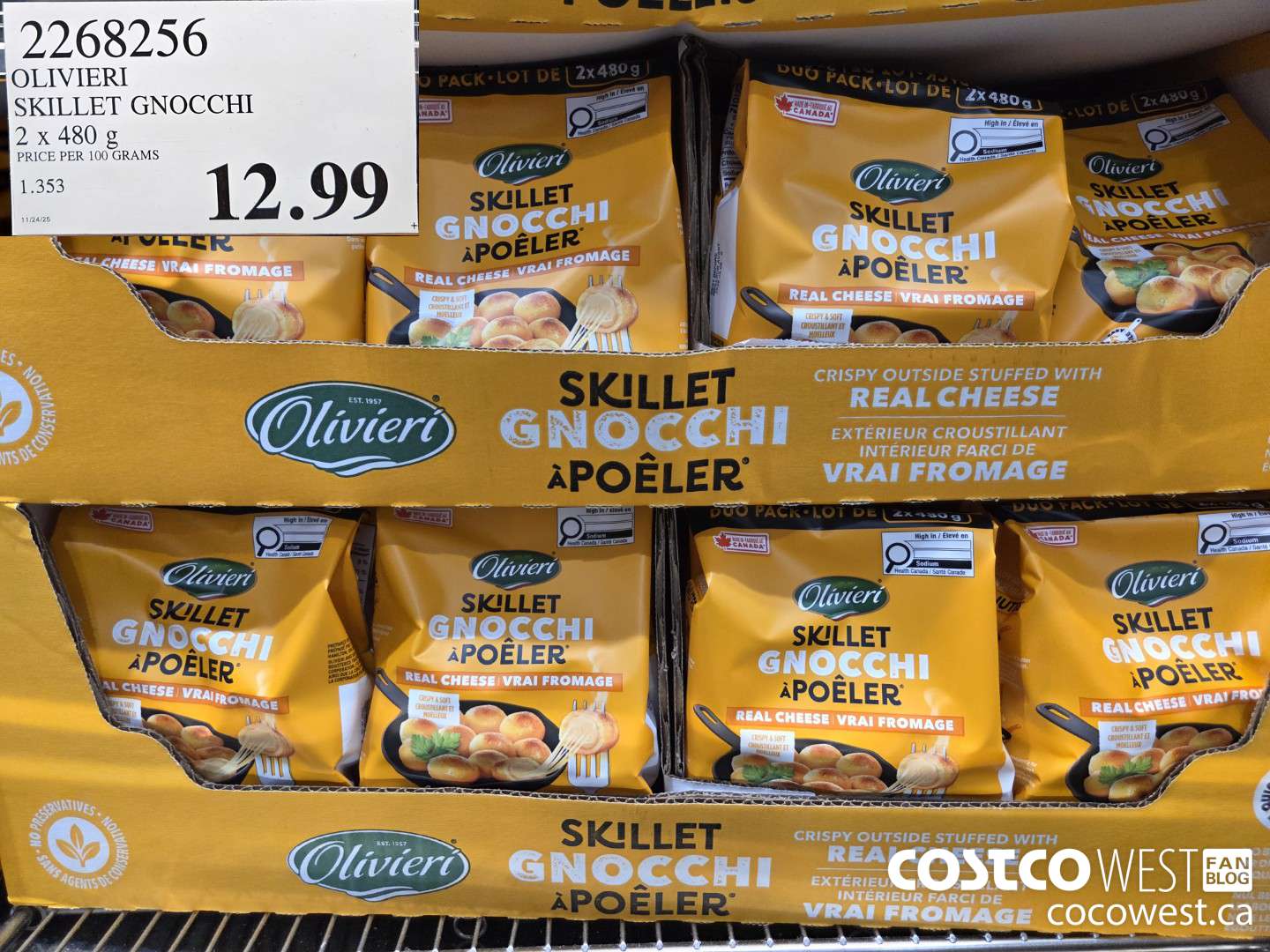 2268256 OLIVIERI SKILLET GNOCCHI 2 X 480G $12.99