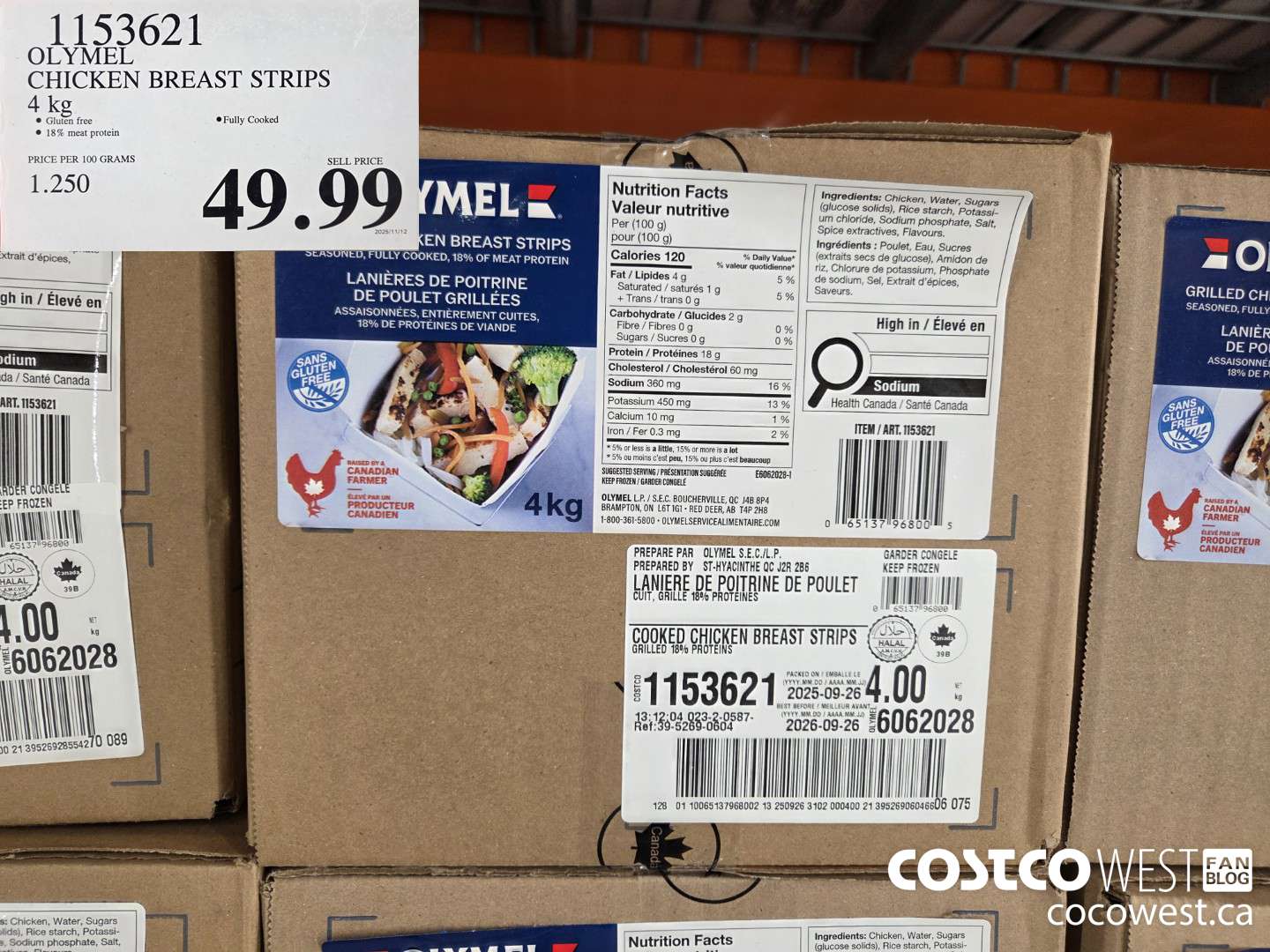 1153621 OLYMEL CHICKEN BREAST STRIPS 4 Kg $49.99