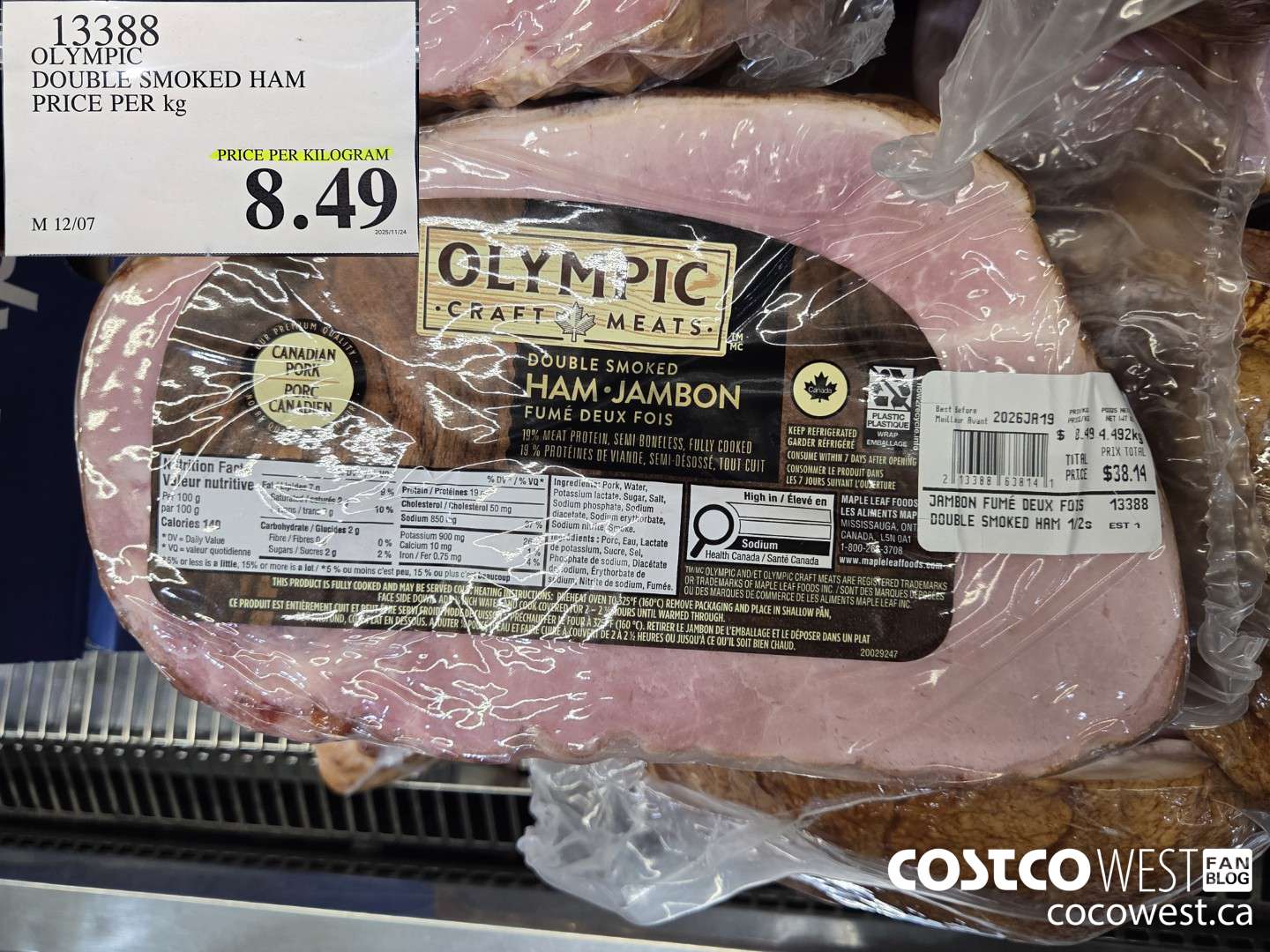 13388 OLYMPIC DOUBLE SMOKED HAM PRICE PER kg $8.49