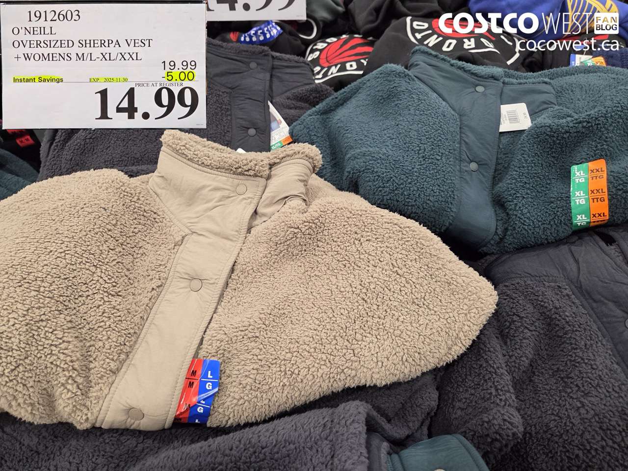 1912603 O'NEILL SHERPA VEST WOMENS XS/S-XL/XXL ($5.00 INSTANT SAVINGS EXPIRES ON 2025-11-30) $14.99