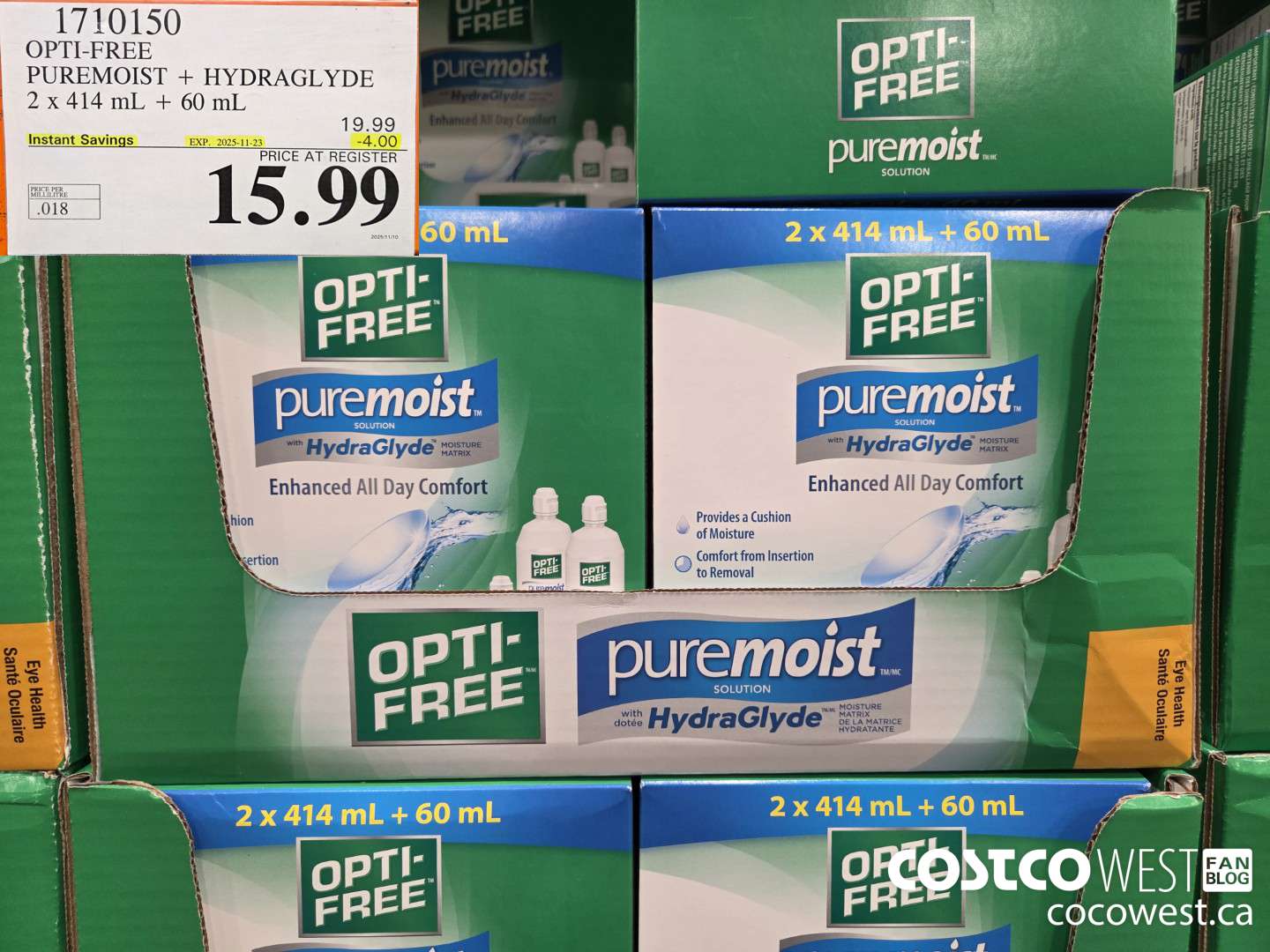 1710150 OPTI-FREE PUREMOIST 2 X 414 + 60 ML ($4.00 INSTANT SAVINGS EXPIRES ON 2025-11-23) $15.99