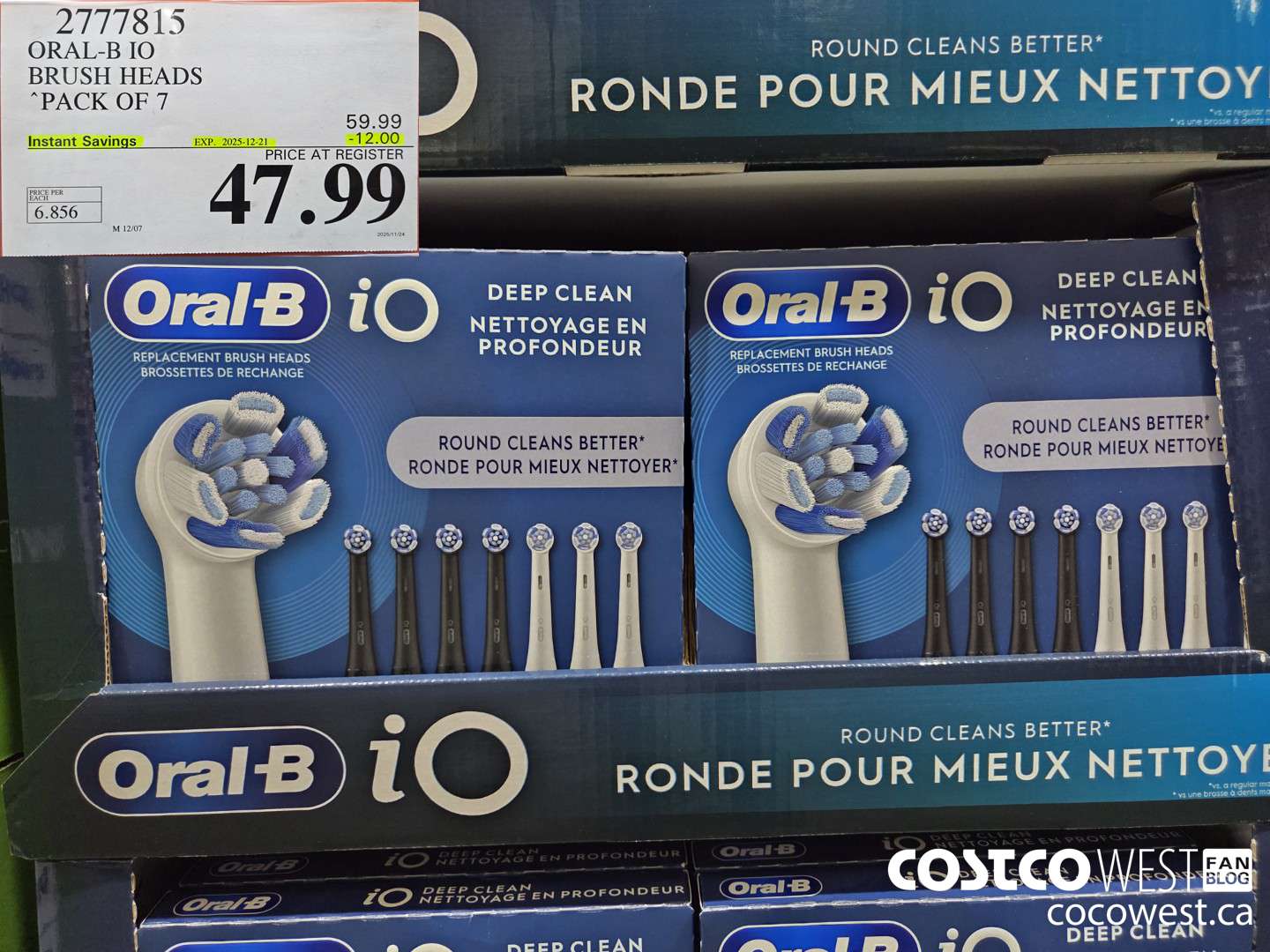 2777815 ORAL-B IO BRUSH HEADS PACK OF 7 ($12.00 INSTANT SAVINGS EXPIRES ON 2025-12-21) $47.99