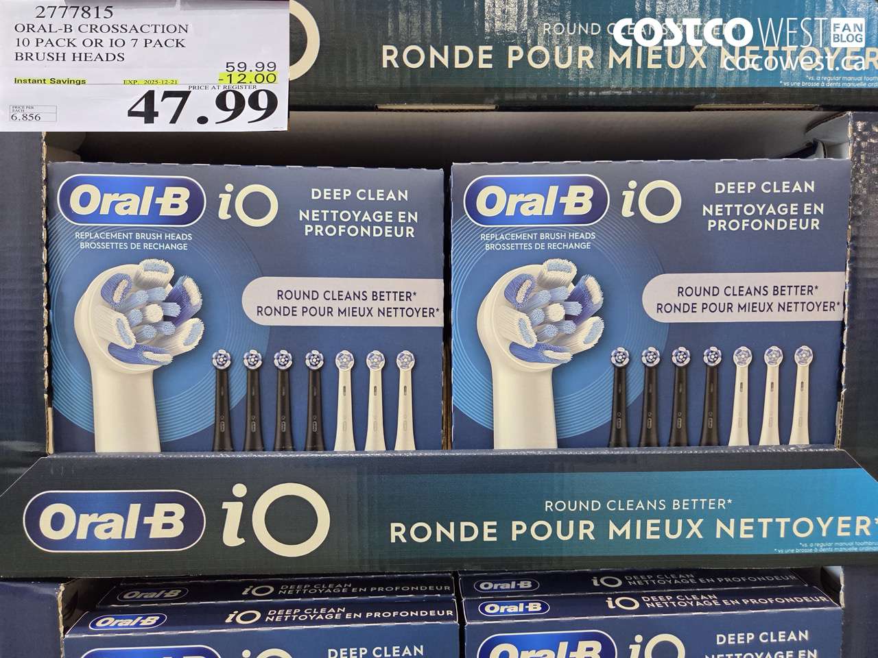 2777815 ORAL-B IO BRUSH HEADS PACK OF 7 ($12.00 INSTANT SAVINGS EXPIRES ON 2025-12-21) $47.99