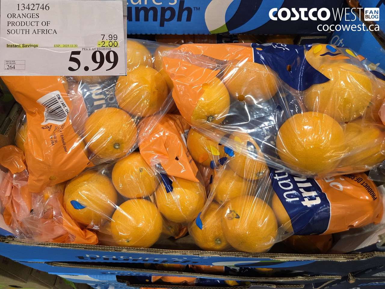 1342746 ORANGES PRODUCT OF SOUTH AFRICA ($2.00 INSTANT SAVINGS EXPIRES ON 2025-11-30) $5.99