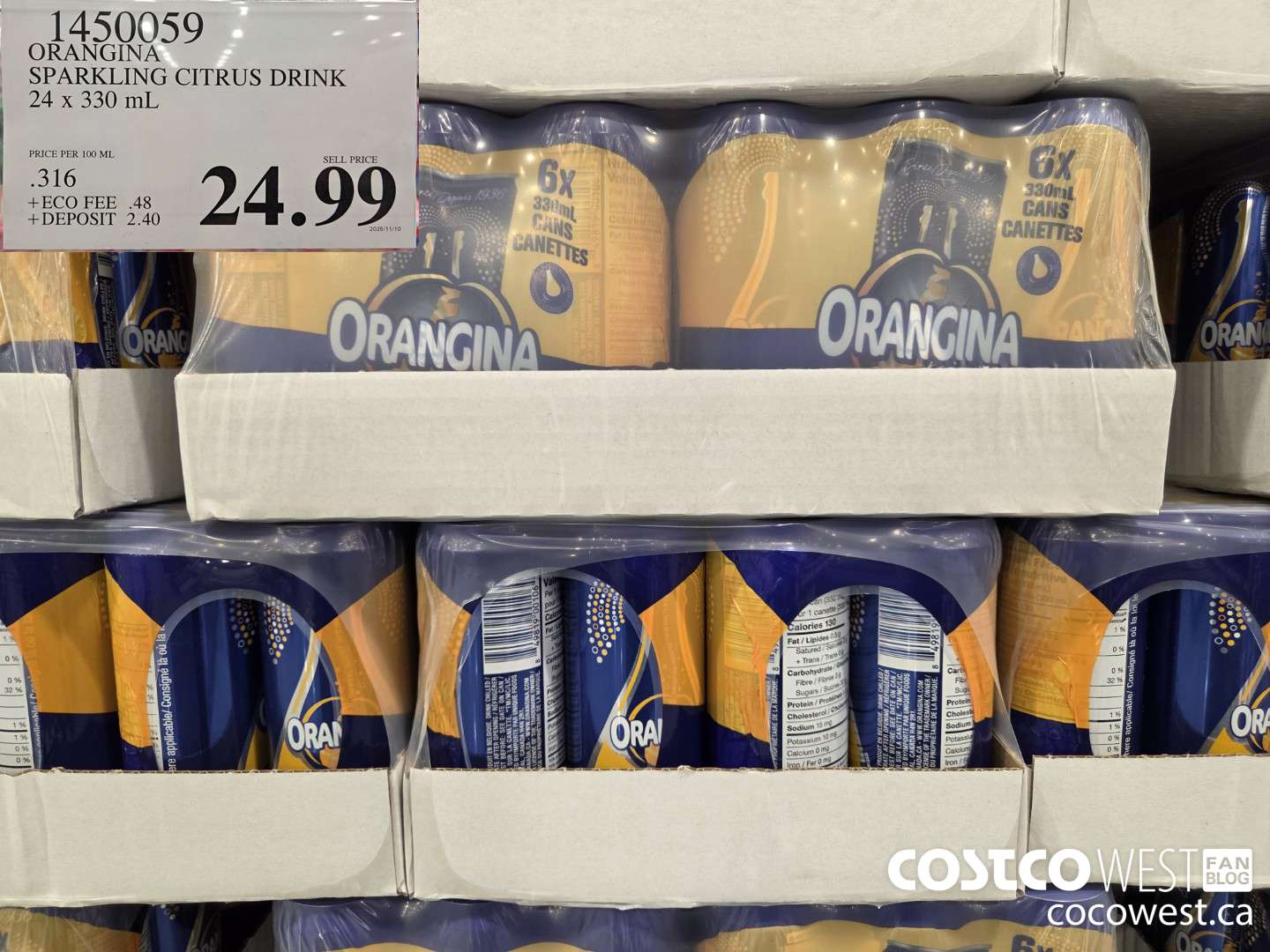 1450059 ORANGINA SPARKLING CITRUS DRINK 24 x 330 mL $24.99