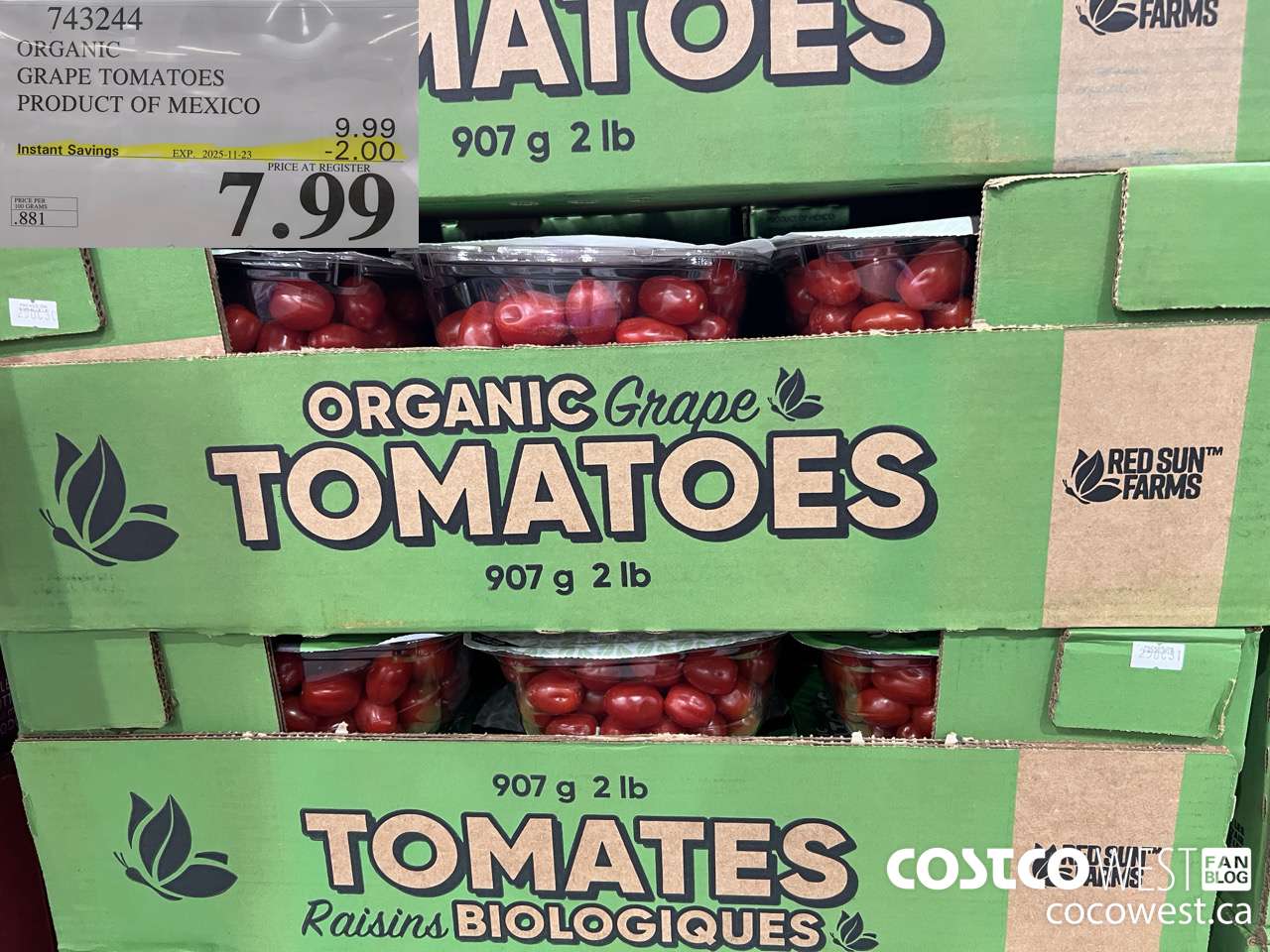 743244 ORGANIC GRAPE TOMATOES PRODUCT OF MEXICO ($2.00 INSTANT SAVINGS EXPIRES ON 2025-11-23) $7.99