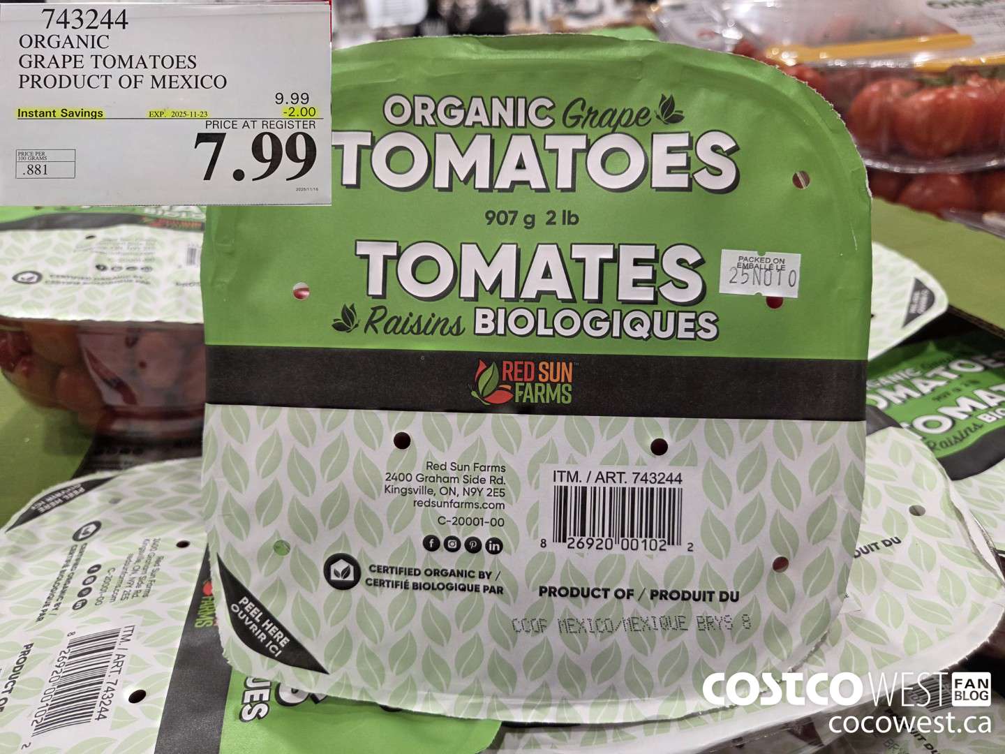 743244 ORGANIC GRAPE TOMATOES PRODUCT OF MEXICO ($2.00 INSTANT SAVINGS EXPIRES ON 2025-11-23) $7.99
