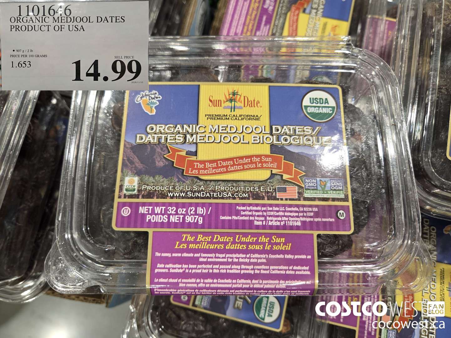 1101646 ORGANIC MEDJOOL DATES PRODUCT OF USA $14.99