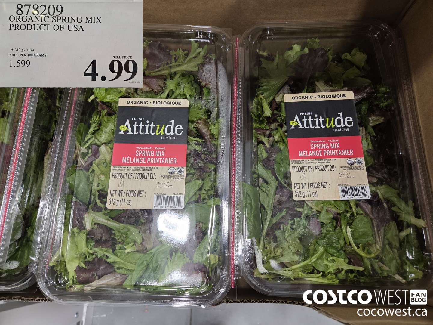878209 ORGANIC SPRING MIX PRODUCT OF USA $4.99