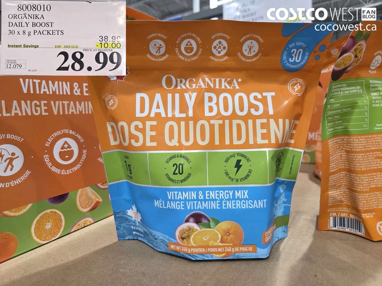 8008010 ORGANIKA DAILY BOOST 30 X 8G PACKETS ($10.00 INSTANT SAVINGS EXPIRES ON 2025-12-21) $28.99