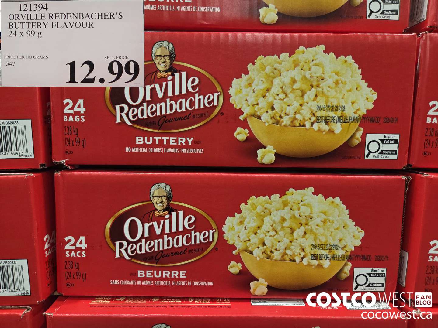 121394 ORVILLE REDENBACHER'S BUTTERY FLAVOUR 24 x 99 g $12.99