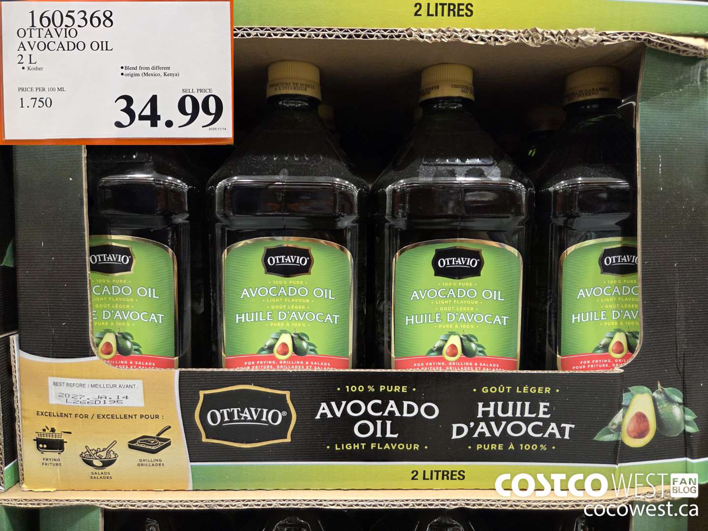 1605368 OTTAVIO AVOCADO OIL 2 L $34.99