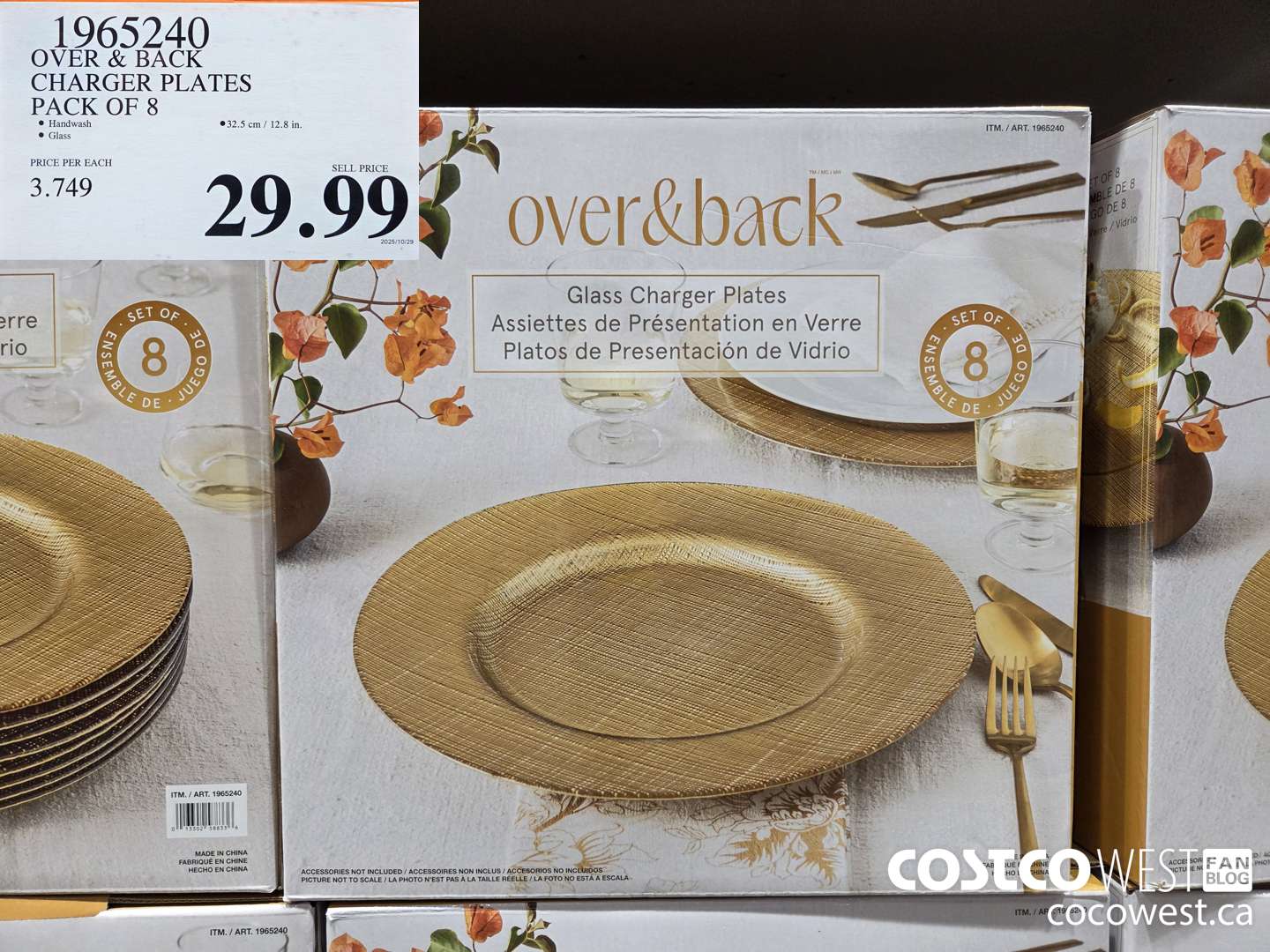 1965240 OVER & BACK CHARGER PLATES PACK OF 8 $29.99