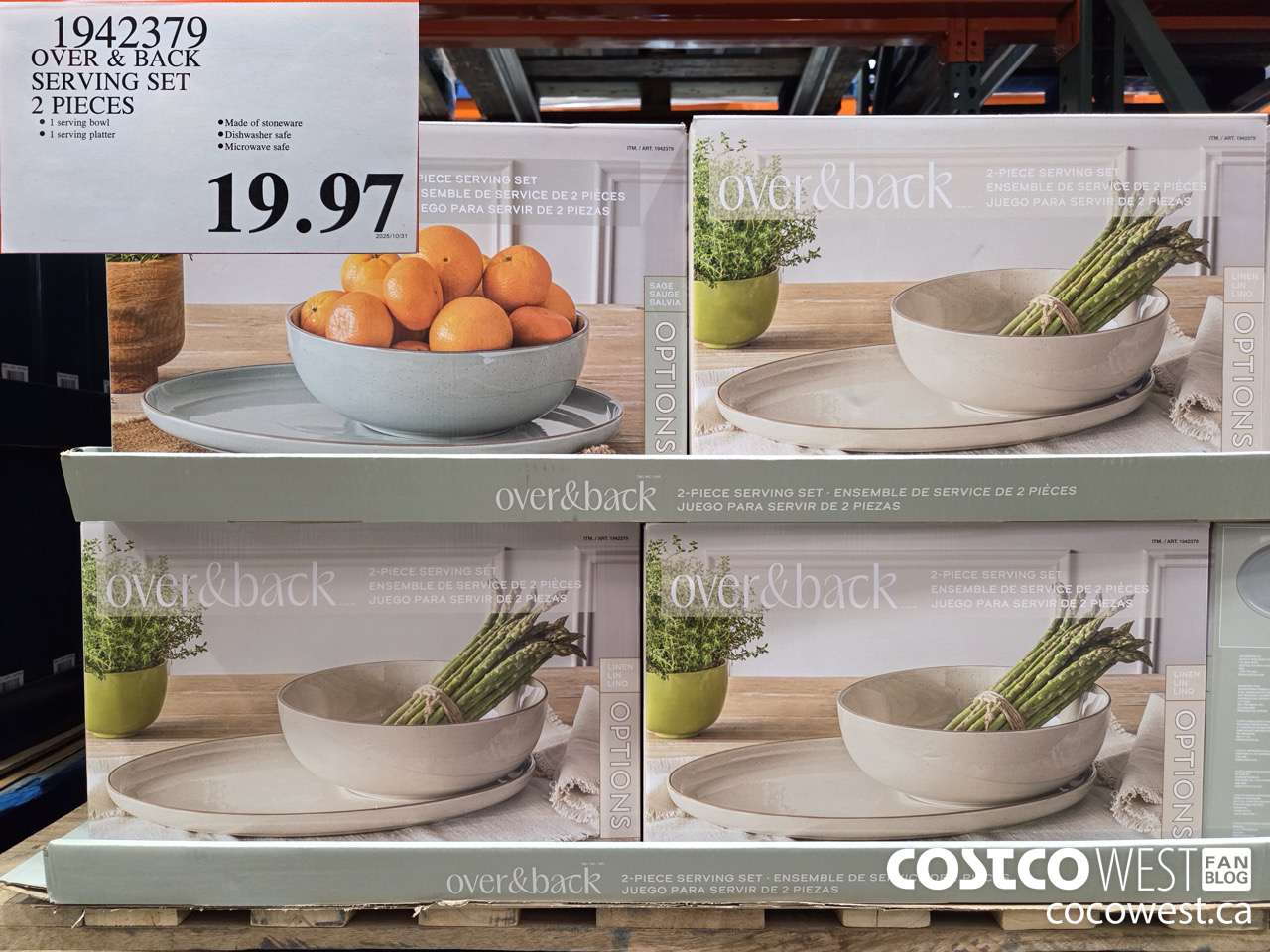 1942379 OVER & BACK SERVING SET 2 PIECES $19.97