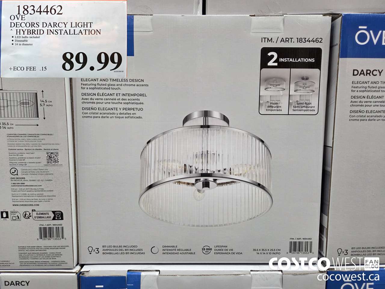 1834462 OVE DECORS DARCY LIGHT HYBRID INSTALATION $89.99