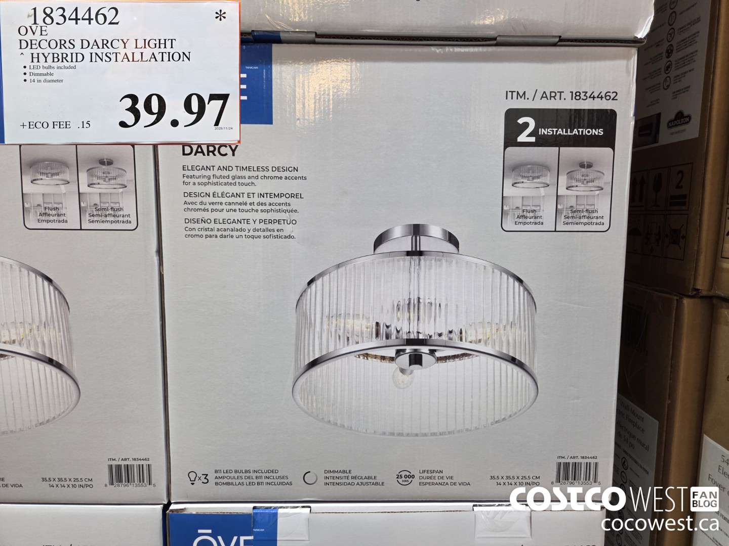 1834462 OVE DECORS DARCY LIGHT HYBRID INSTALATION $39.97