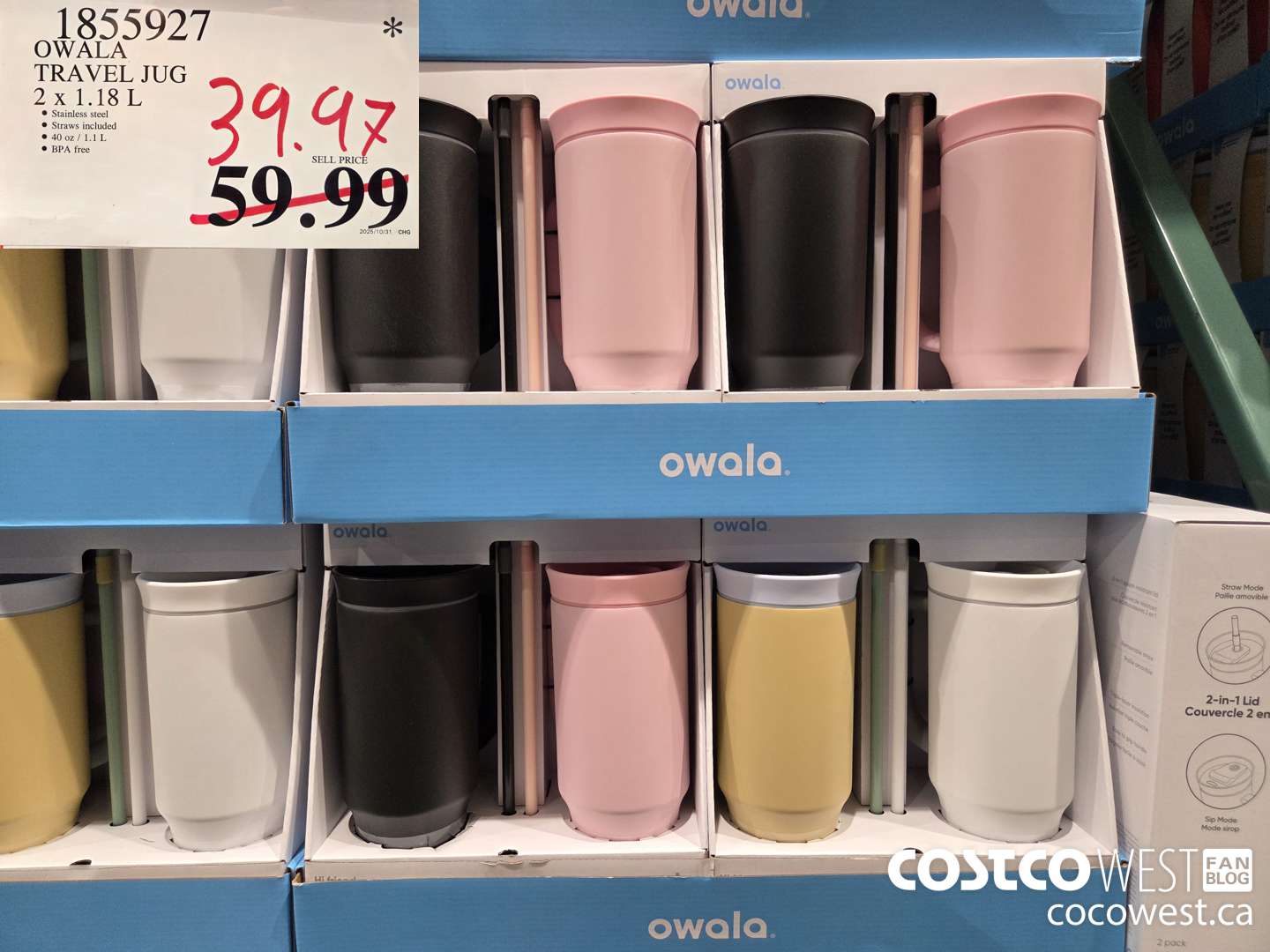 1855927 OWALA TRAVEL JUG 2 X 1.1L $39.97