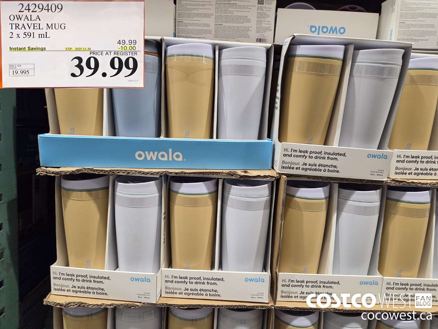 2429409 OWALA TRAVEL MUG 2 X 591ML ($10.00 INSTANT SAVINGS EXPIRES ON 2025-11-30) $39.99