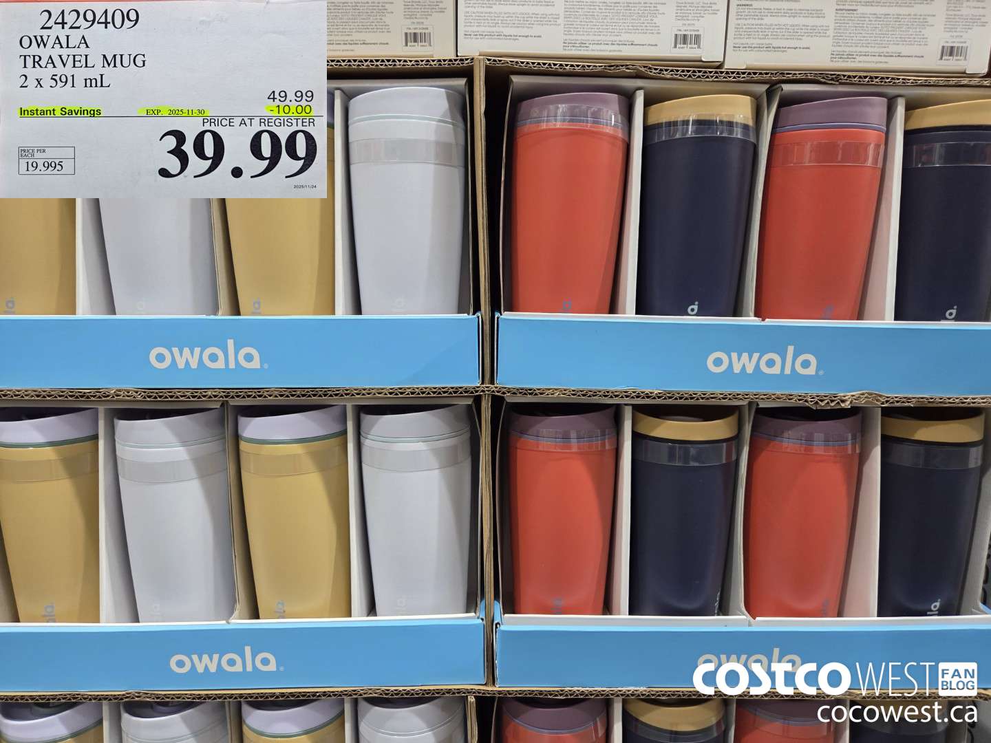 2429409 OWALA TRAVEL MUG 2 X 591ML ($10.00 INSTANT SAVINGS EXPIRES ON 2025-11-30) $39.99
