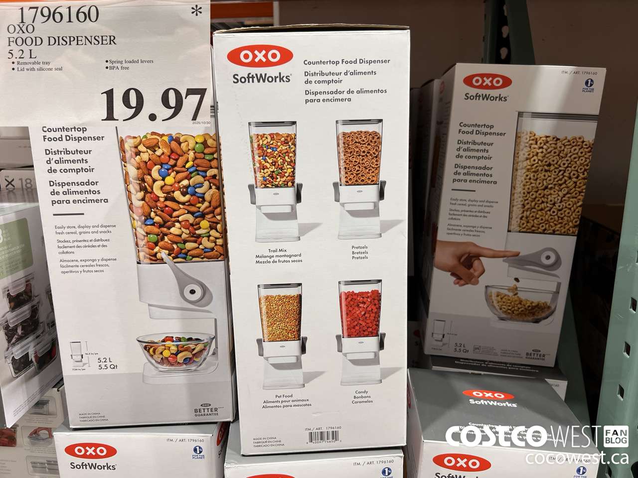 1796160 OXO FOOD DISPENSER 5.2L $19.97
