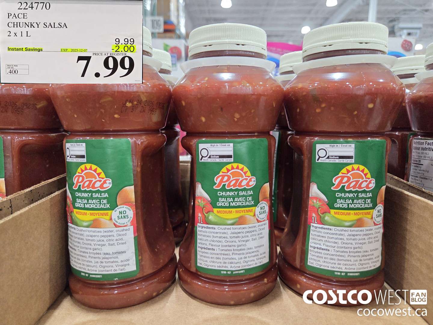 224770 PACE THICK & CHUNKY SALSA 2 X 1L ($2.00 INSTANT SAVINGS EXPIRES ON 2025-12-07) $7.99